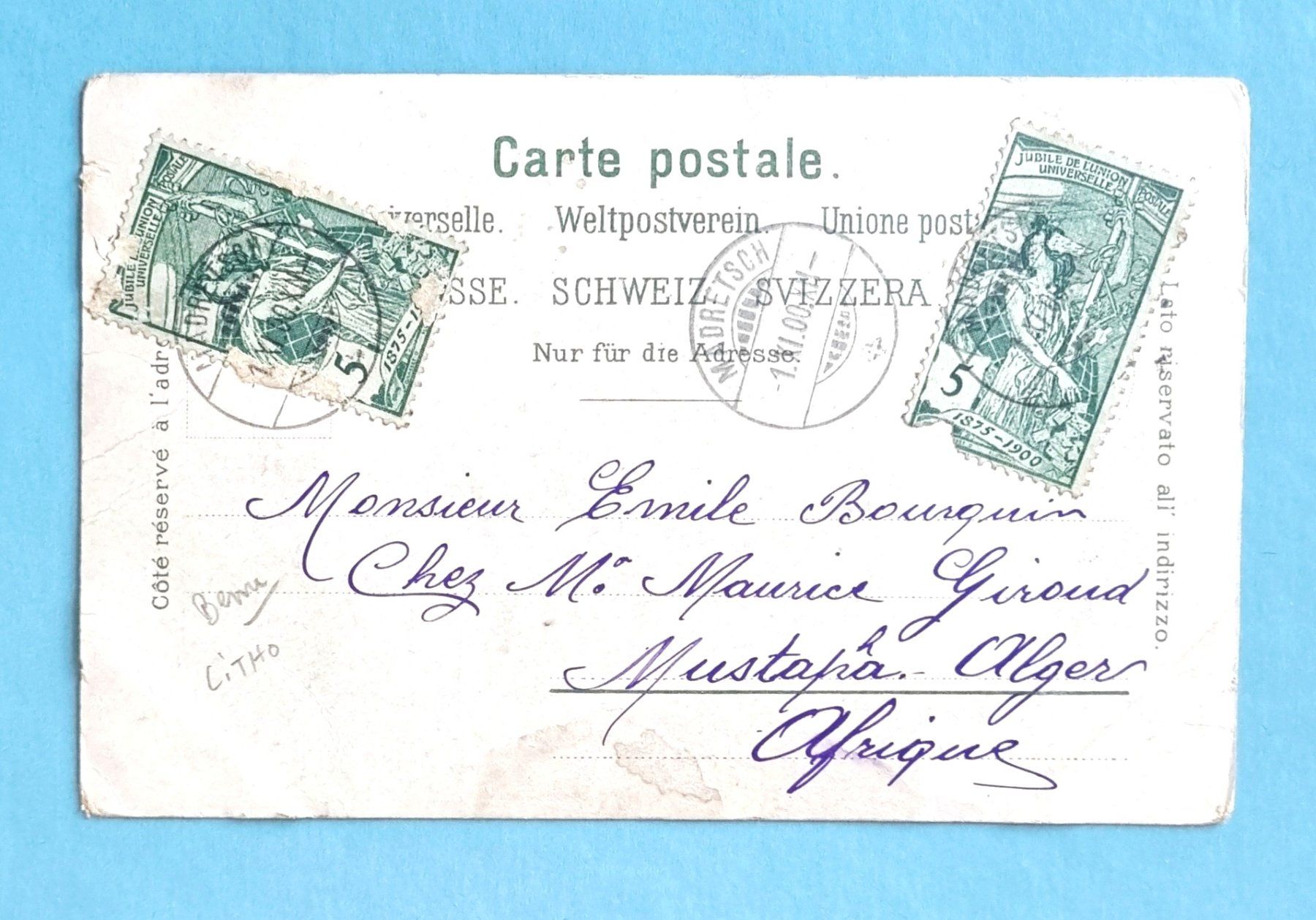 Cartoline postali: Biel - Theater - Rathaus - Amthaus - 1900 – Usato da Rothrist venduto da RROENK 1