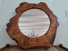 🪵 Pièce Unique : Miroir Brutaliste Sculptural - Bois Massif