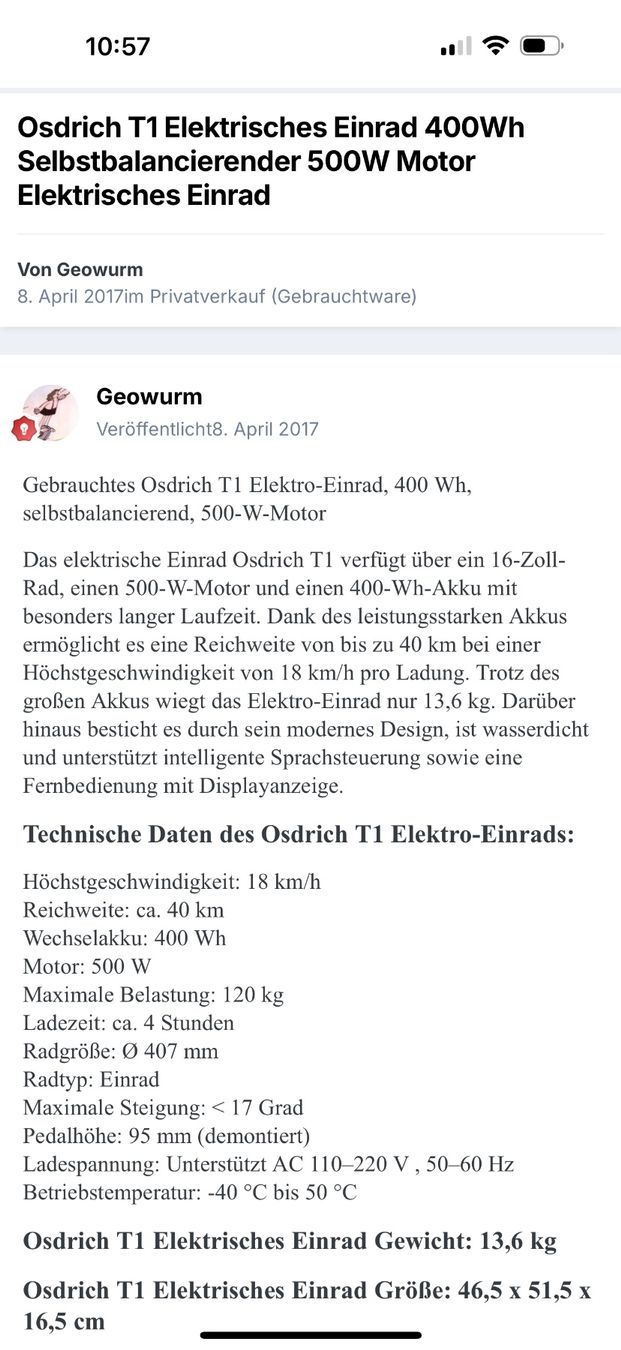 Velos: Rad Einrad für Einsteiger – Gebraucht aus Weggis von Eidefix 5