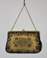 1950er Jahre Vintage Gobelin Damen Tasche Florale /Goldig