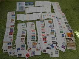 Schachtel FDC mit Viererblöcken, Briefe, PTT-Blätter ab 1.-