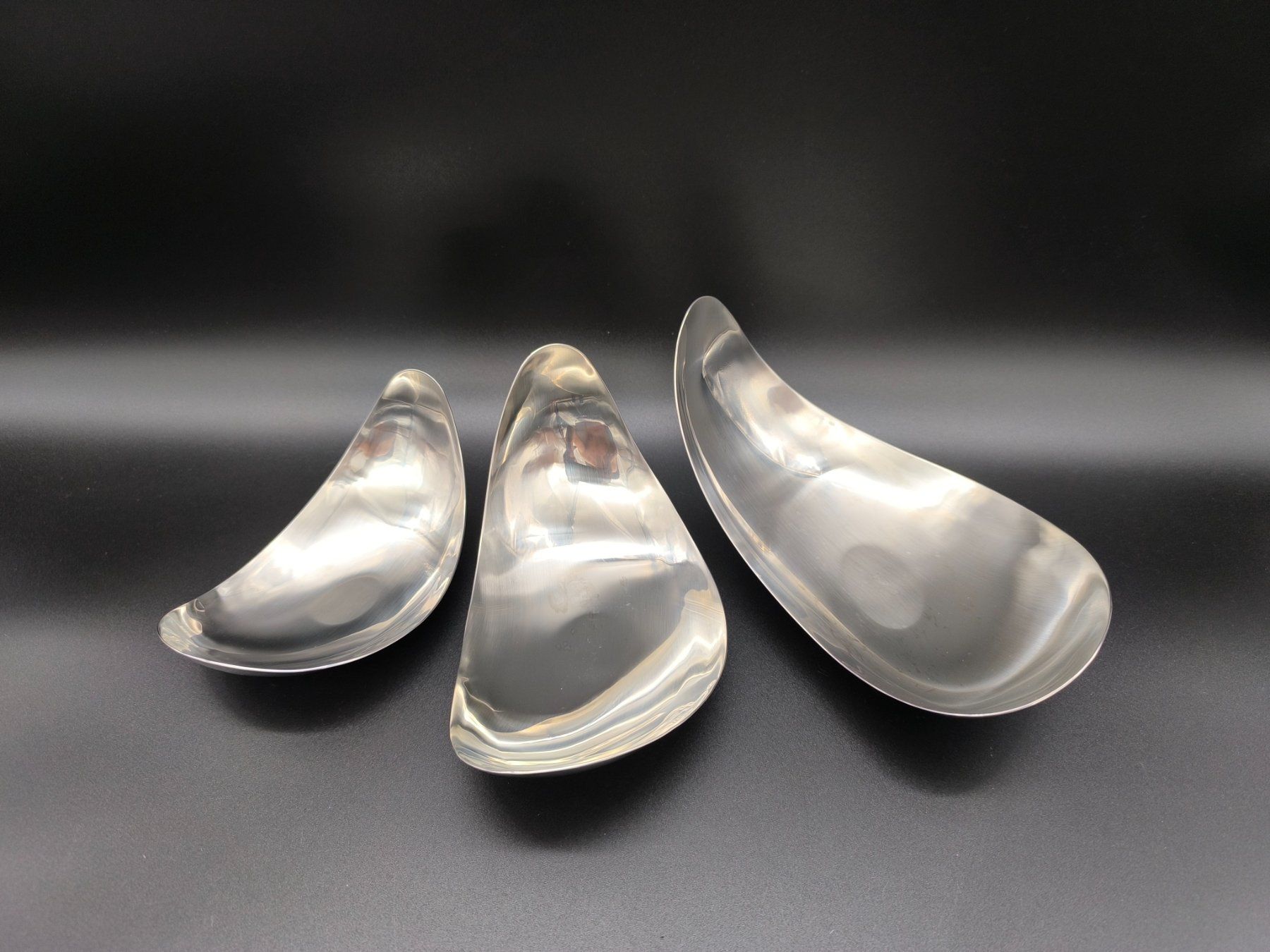Jensen Ciotole: Georg Jensen Denmark "Leaf" Servierschalen 3er Set Vintage – Usato da Kreuzlingen venduto da topenergie