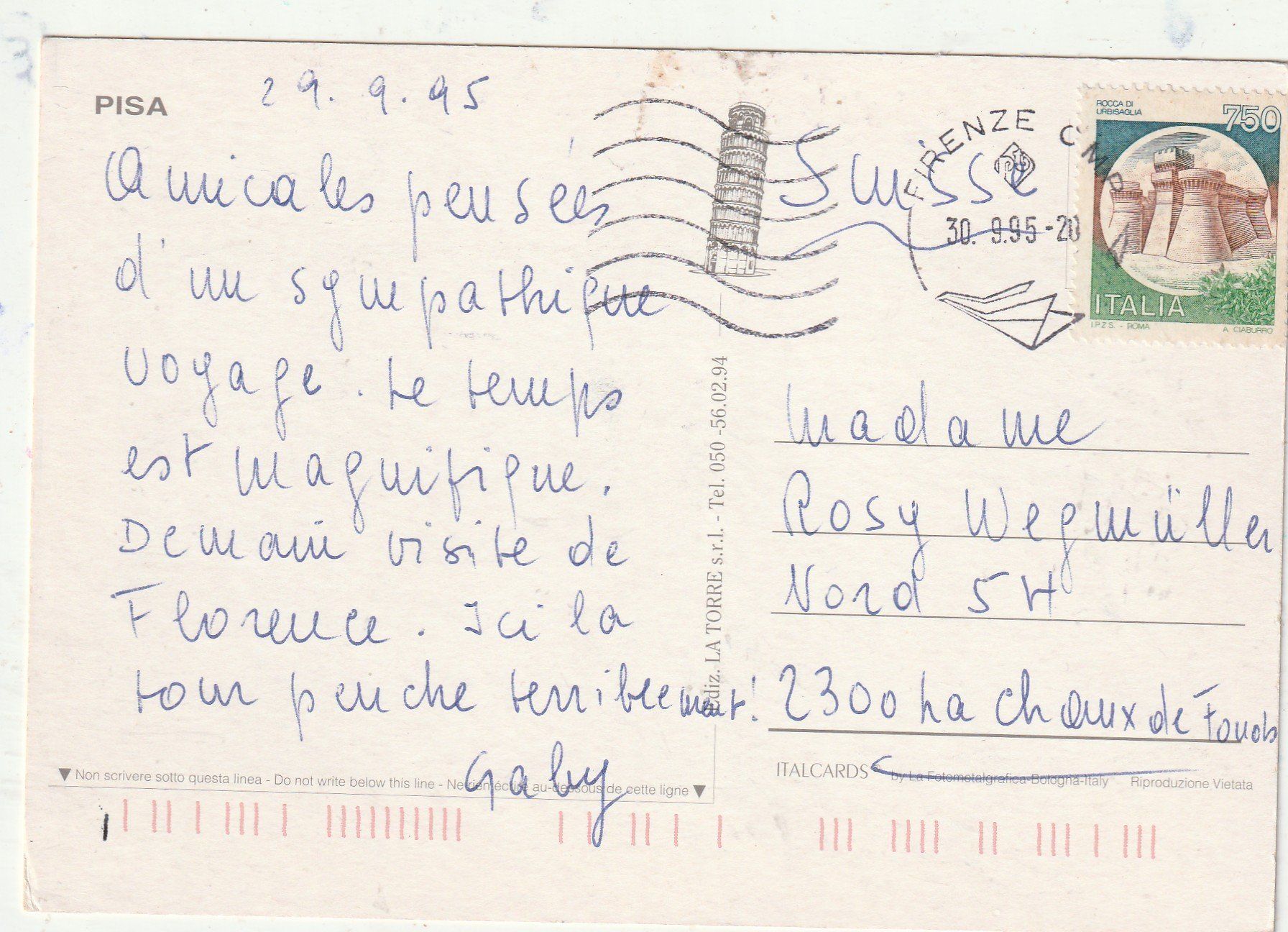 Cartoline postali: Pisa MBK – Usato da Lumbrein venduto da made02 1