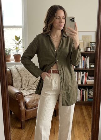 Leinenbluse Massimo Dutti olive Grösse 34 NEU