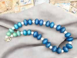 Unikat 💎 Handgefertigte Halskette, Harz, Achat, 925 Silber