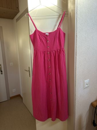 Pink Summer Dress - Linen/Viscose Blend, Size Medium