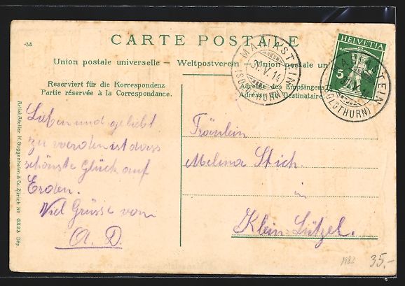 Ansichtskarten: Bülach, Totalansicht und Helvetia mit S – Gebraucht aus Berlin von bartko-reher 1