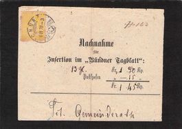 SBK Nr.39 auf Nachnahme Beleg Ausschnitt ! , 6.ll.1878
