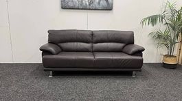 Echtleder Sofa 3-Sitzer dunkelbraun ca. 195 cm