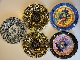 5 Bopla! Langenthal Untertassen 15 cm gebraucht bunt - Los 7