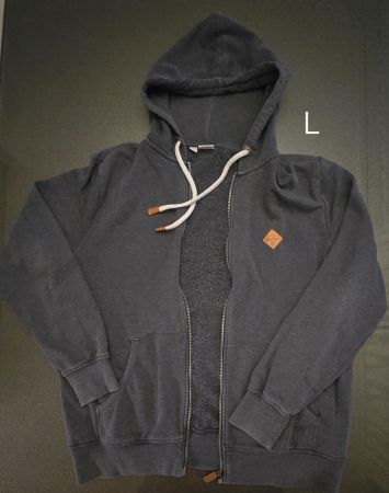 Blauer Kapuzenpullover / Hoodie mit Reissverschluss, L