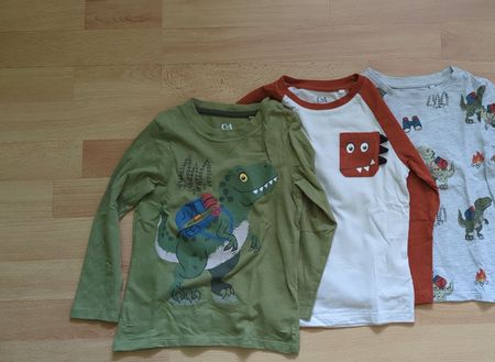 3x Kinder Langarmshirts Dino Grösse 104
