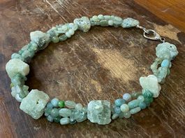 Unique Steinkette aus Prehnite, Aventurin, Amazonit, Achat
