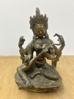 antike Messingfigur Göttin Saraswati Nepal Messing 19. Jh.