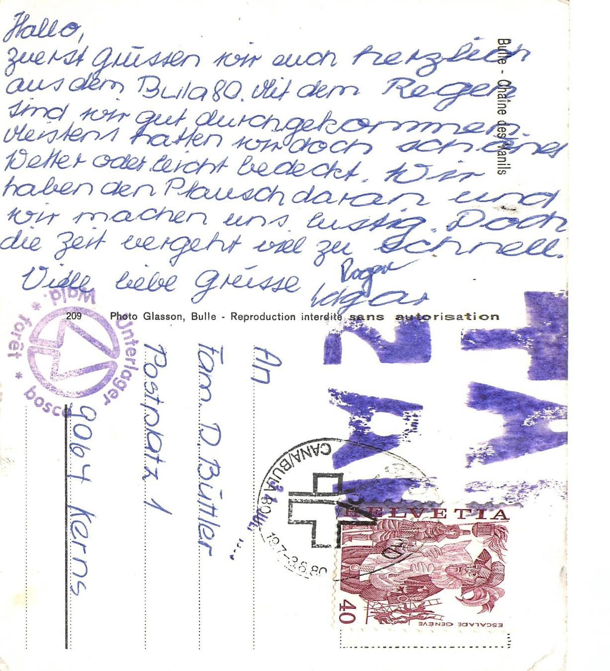 Cartoline postali: Bulle – Usato da Ottikon b.Kemptth. venduto da Neptun1974 1
