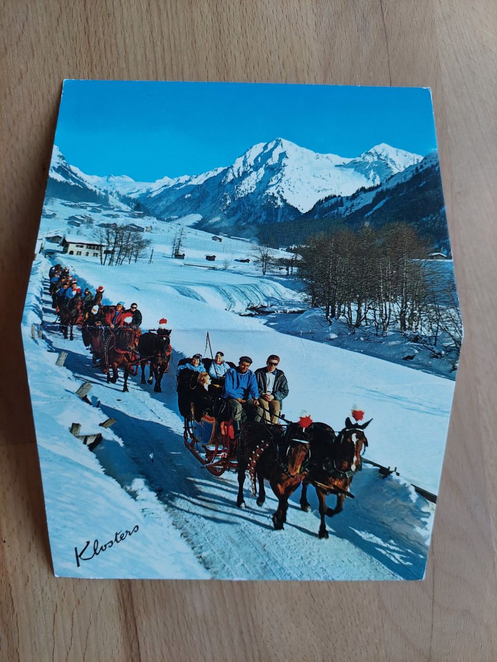 Ansichtskarten: Doppel-AK Klosters Pferdeschlitten – Gebraucht aus Obfelden von Foto_Bild_Kunst_Buch