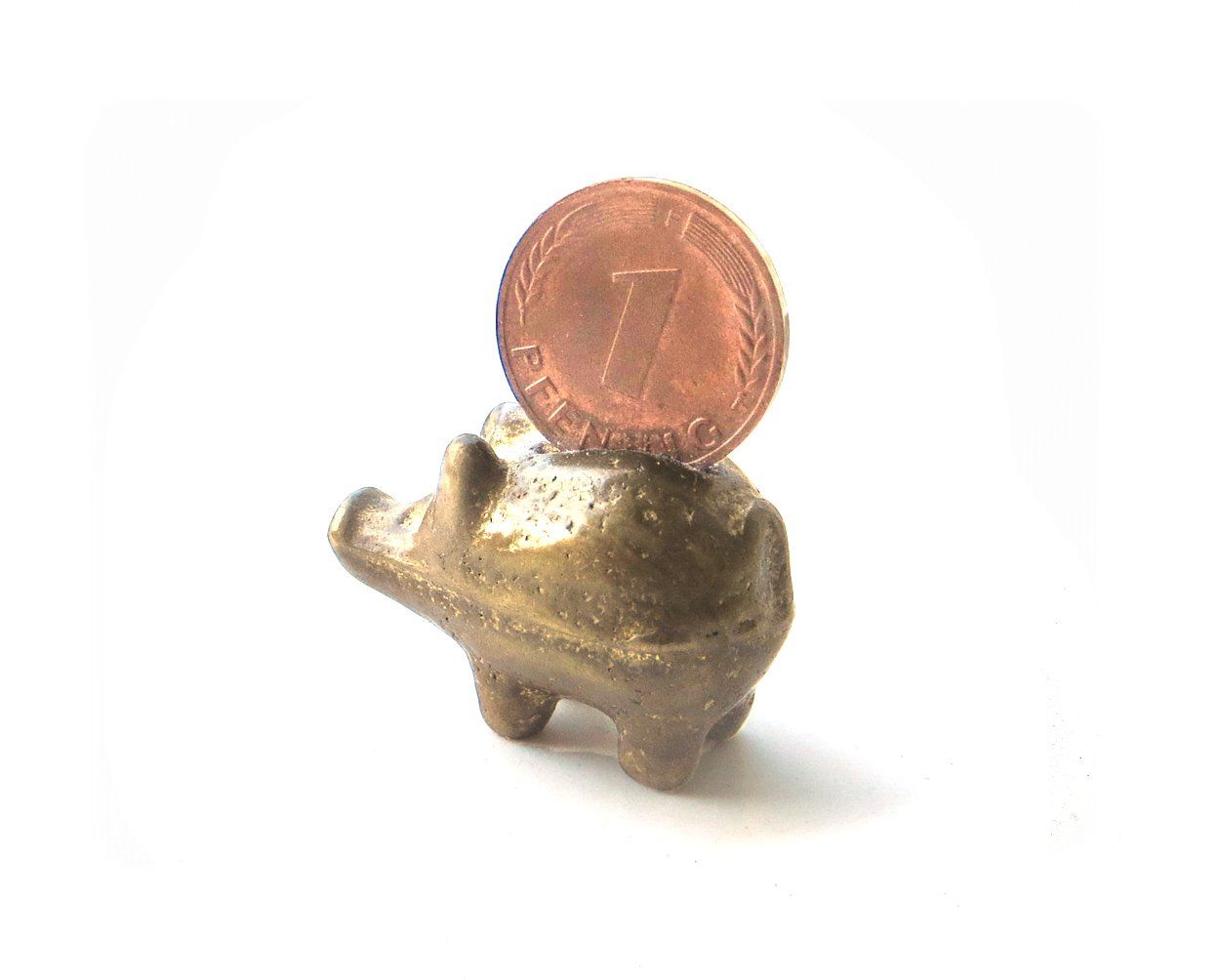 Figuren: Messingschwein -- mit Pfennig aus massivem Messing – Neu (gemäss Beschreibung) aus Bern von Ultimaa