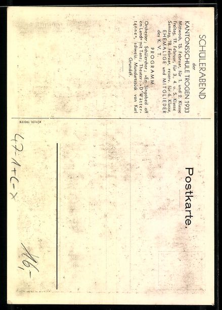Cartes postales: Trogen, Schülerabend der Kantonsschule  – D'occasion à Berlin par bartko-reher 1