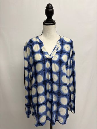 Cartoon Bluse mit Muster Gr. 38 blau Viskose