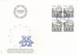 1986 683 Tierkreiszeichen FDC Viererblock