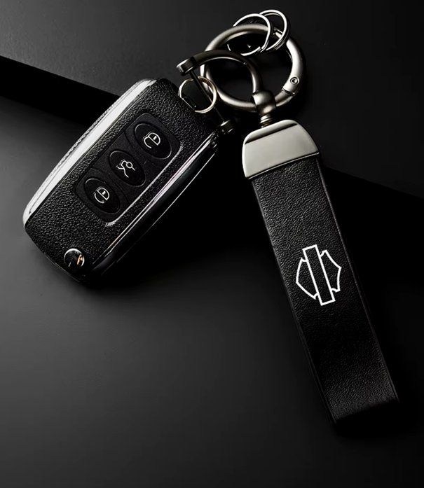 Porte-clés Harley-Davidson en cuir noir élégant J136 2
