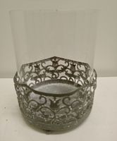 Windlicht Glas mit Metall Ornament, romantisch für den Tisch