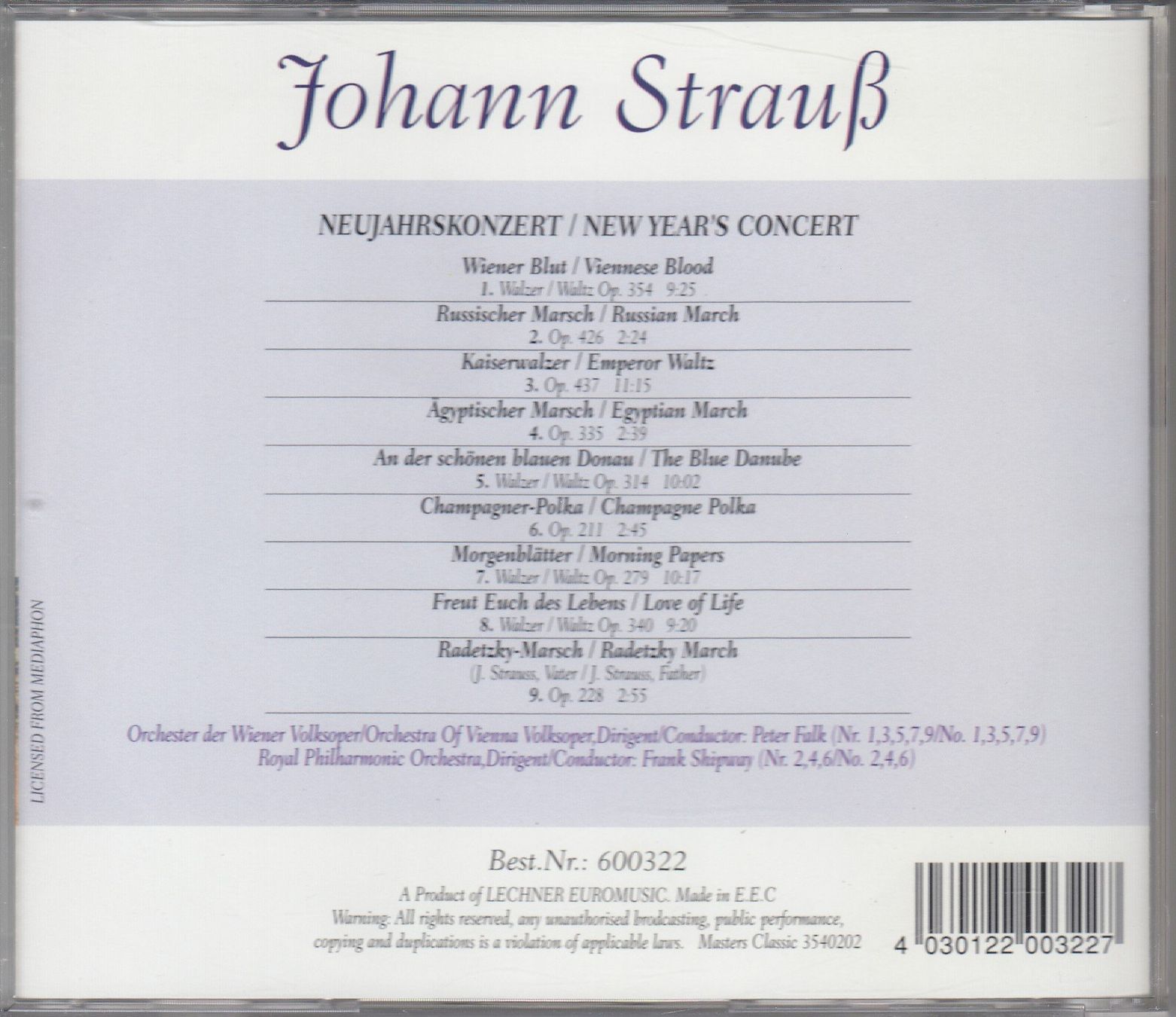 CDs: Neujahrskonzert Johann Strauss 9 Titel – Neu (gemäss Beschreibung) aus Spreitenbach von Turbo_1105 1
