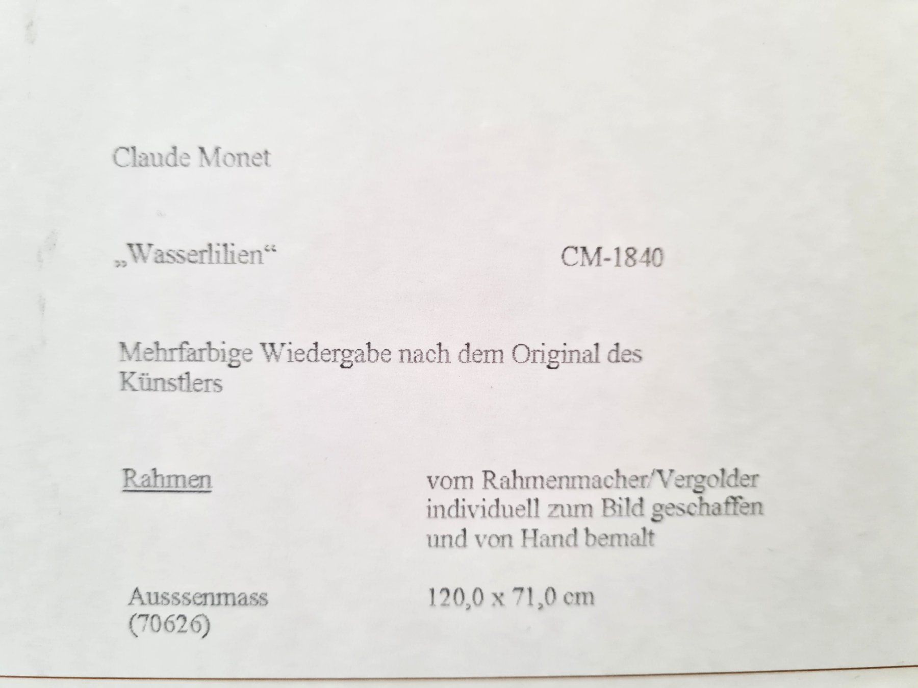 Foto & Immagini: Wunderschöne Bildreproduktion von Claude Monet – Usato da Rotkreuz venduto da Dobermann5 6