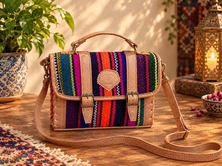 Ledertasche mit Stoffeinsatz klein neuwertig
