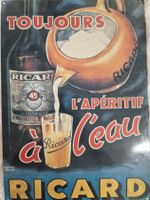 Ricard Plakat L'APÉRITIF à l'eau Vintage 45% Alkohol , Retro
