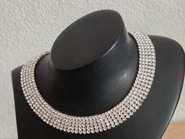 Original SWAROVSKI Strass-Collier silberfarben