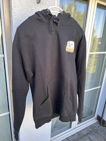 Kapuzenpullover Ripndip schwarz mit Print, gebrauchter Zusta
