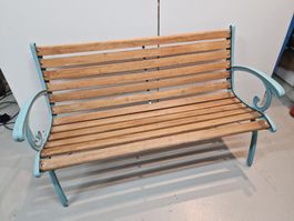 Gartenbank Holz-Metall, schön für Sommer & Frühling (58)