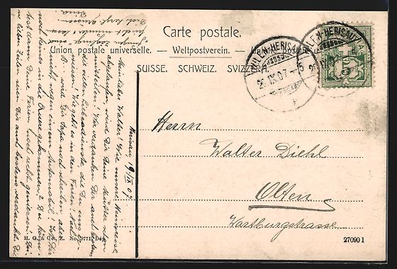 Cartoline postali: AK Herisau, Strassenpartie, 1907 – Usato da Berlin venduto da bartko-reher 1