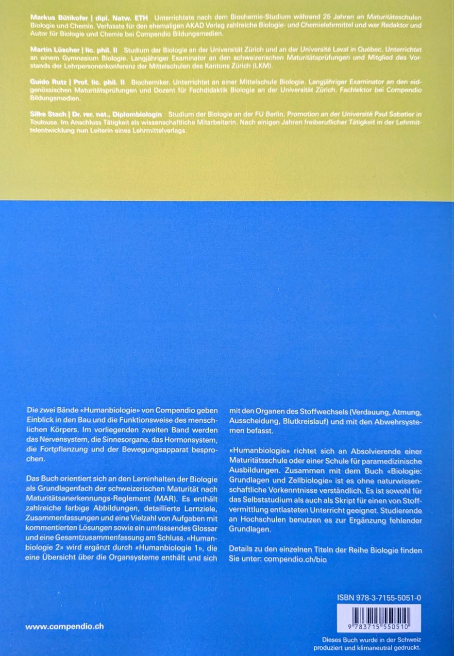 Bücher: COMPENDIO// HUMANBIOLOGIE 2 – Gebraucht aus Schliern b Koeniz von Nuvisions 1
