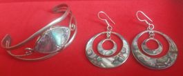 Set bracciale e orecchini messicani, con conchiglia abalone
