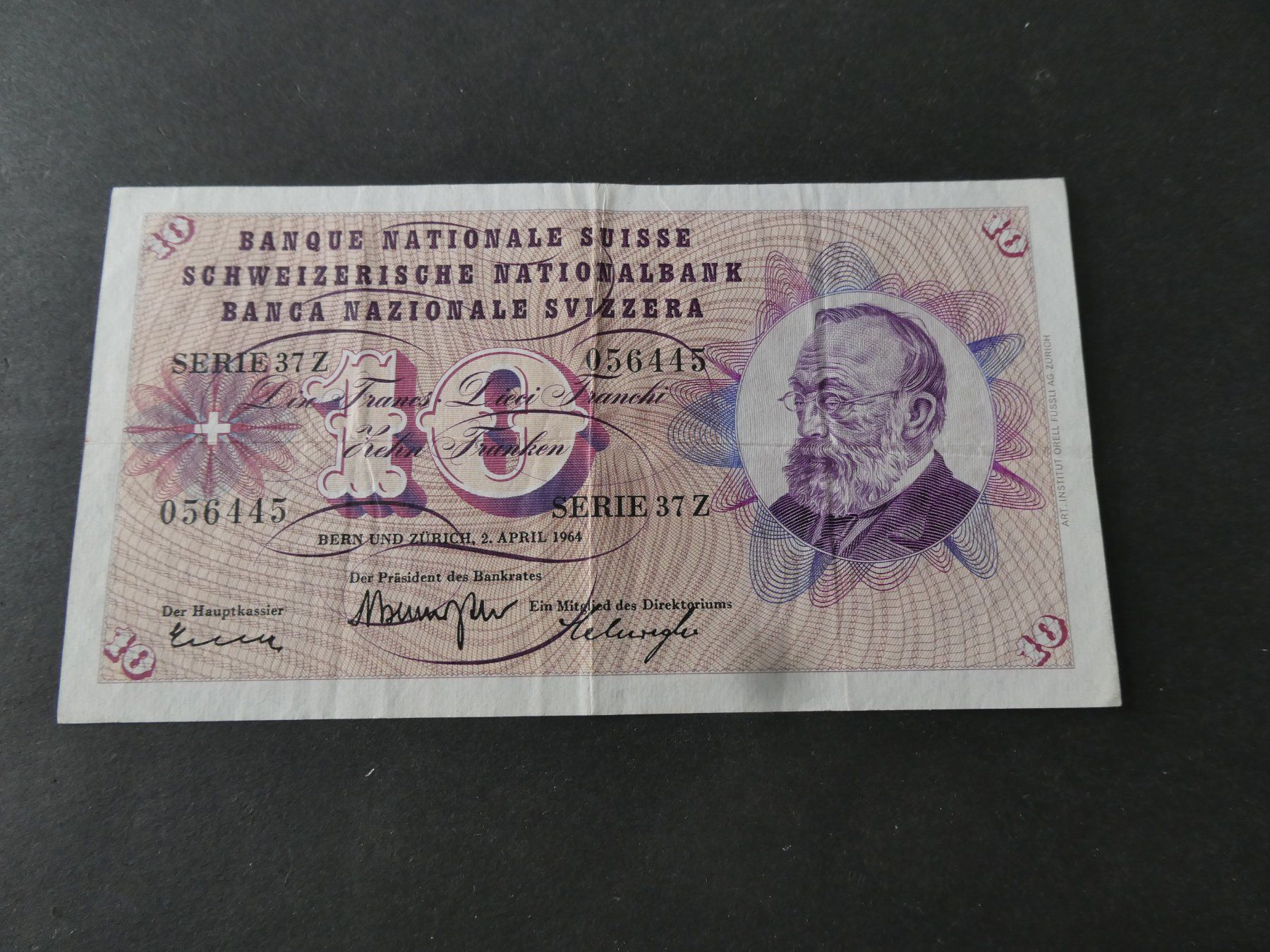 Banconote: Schweiz 1964, 10 Franken – Usato da Hinterforst venduto da Rohusri