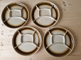 4 Stk. vintage Fondue Bourguignonne Teller