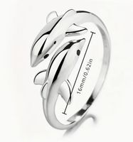 NIEDLICHER DELFIN FINGERRING, SILBERFARBEN, NEU