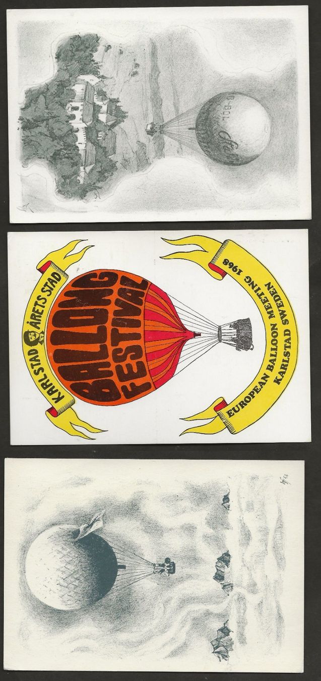 Tutti i francobolli: Ballon 3 Karten 1968 Schweden Luftpost – Usato da Au ZH venduto da xelagreb01 1