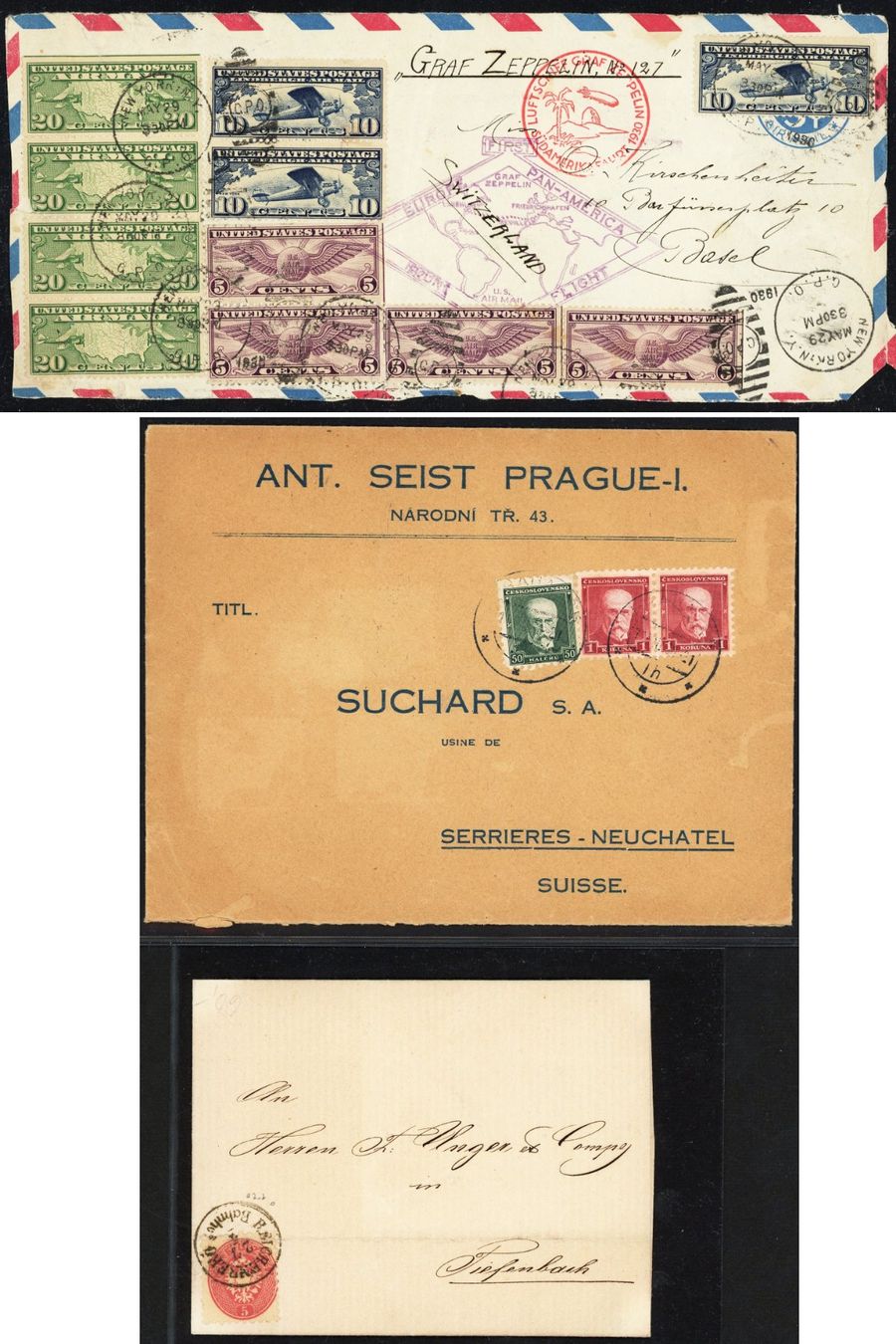 Tutti i francobolli: Posten mit ca. 33 Belegen diverser Länder ab 1877 – Usato da Basel venduto da Strubelibs