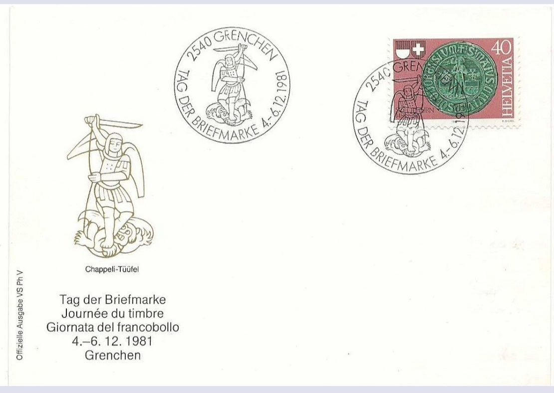 Tutti i francobolli: 1981 Karte dünner Karton - Tag der Briefmarke - Grenchen – Usato da Schnottwil venduto da Chasarmar