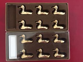 Tischkartenhalter Ente goldfarben, 12 Stück