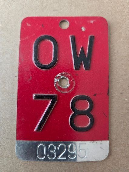 Sachs Ecriteaux: Velonummer OW 78 plaque Velo – D'occasion à Schenkon par Uhu007