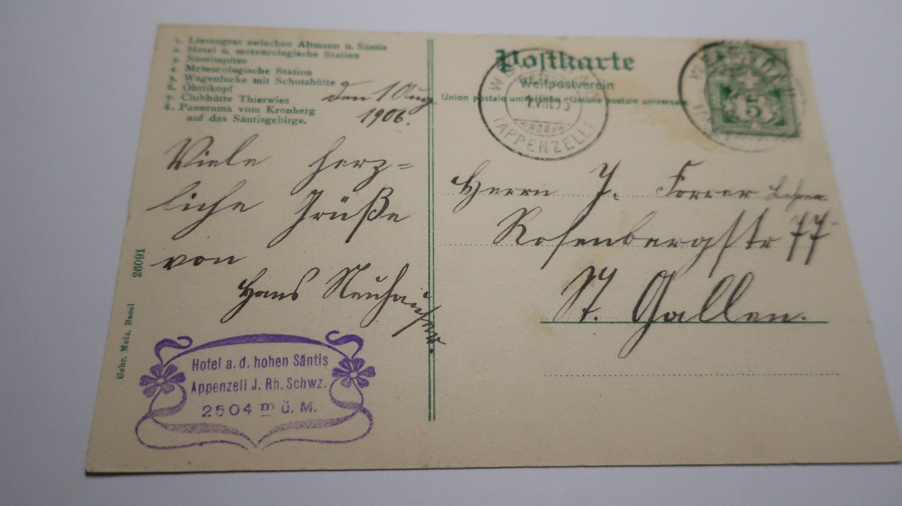 Cartes postales: Saentis  1906 – D'occasion à Cormoret par Pascalll2001 3