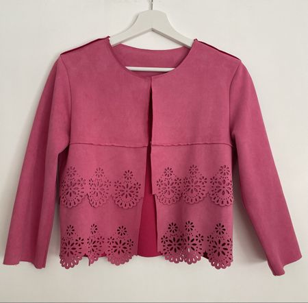 Pinke Blazer Jacke mit Lochmuster