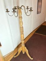 Vintage Kerzenständer Kerzenhalter, Säule aus Holz & Messing