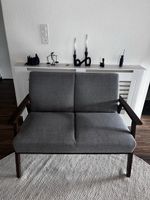 2er Sofa Grau/Holz