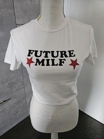 Damen T-Shirt weiss Grösse M "Future Milf" Print 