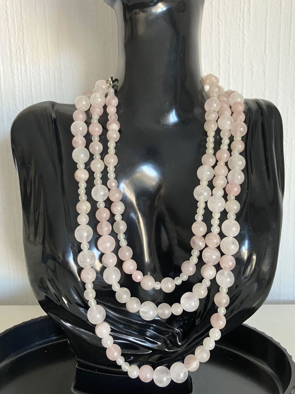 Ketten: Collier long en quartz rose véritable,  Longueur 137cm – Gebraucht aus Peseux von CharmeCommerce
